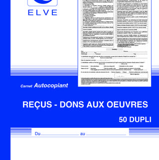 19549 - Carnet "Reçus-Dons aux œuvres" - 29.7 x 21 - 100 dupli - x1