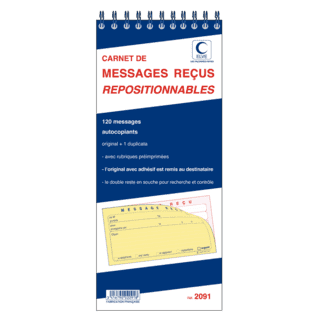 2091 - Bloc spiralé "120 messages repositionnables" - 322 x 140 - 30 dupli - x5