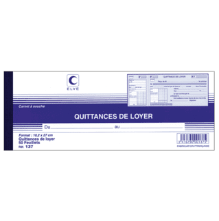 137 - Carnet à souche "Quittances de loyer" - 102 x 270 - 50 feuillets - x10