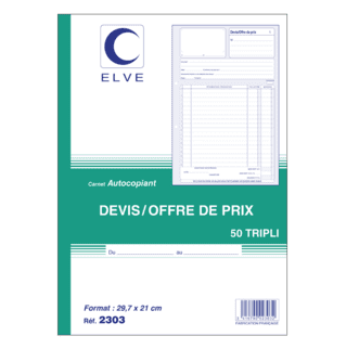 2303 - Carnet "Devis" - A4 - 50 tripli - x5
