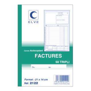 2122 - Carnet "Factures" - A5 - 50 tripli - x10
